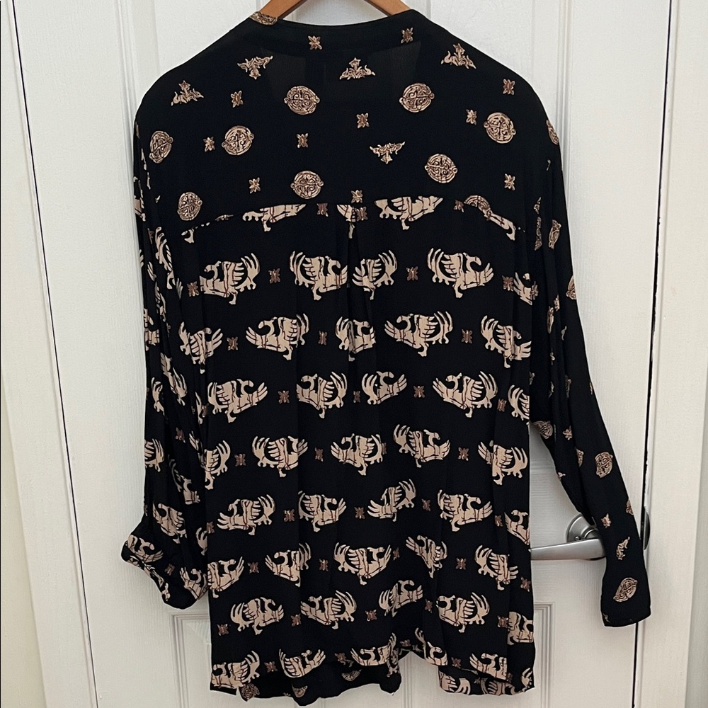 Chico's Black & Beige Patterned Button Down Jacke… - image 5